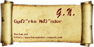 Györke Nándor névjegykártya