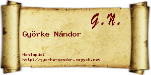 Györke Nándor névjegykártya